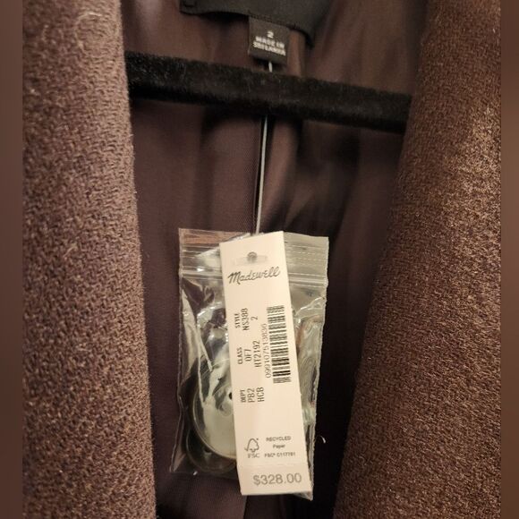 Madewell Blazer Coat in Insuluxe Fabric color Heather Cold Brew size 2 - Picture 15 of 16